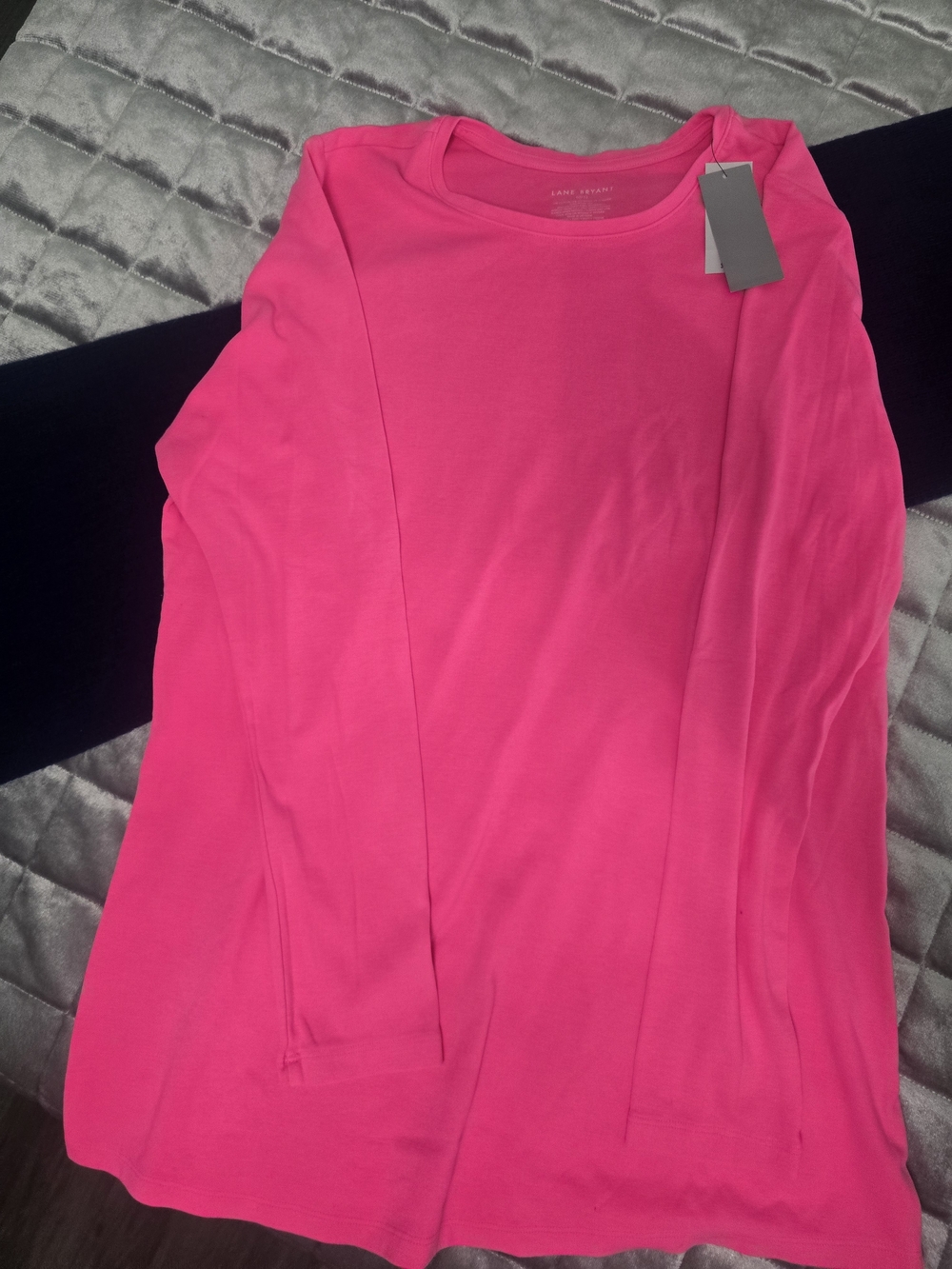 Lane Bryant Long-Sleeve Crewneck Top - Hot Pink